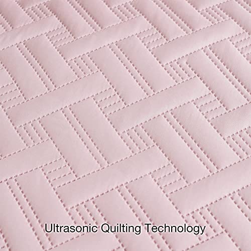 VAS COLLECTIONS® All Weather 3 Pcs 100% Cotton Ultrasonic 280 Tc Solid King Size Quilted Bed Cover/Bedsheet with 2 Pillow Case, (Luxurious,Pink, 90X100 Inches, 254X228 cm) - Image 5