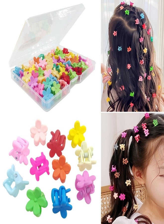 Tesvyns 50 Pcs Mini Flower Hair Clip Colorful Mini Hair Claw Baby Hair Clips Toddler Hair Clips Girls Decorative Bun Tiny hair clips, Assorted Colors (Floral) - Image 1