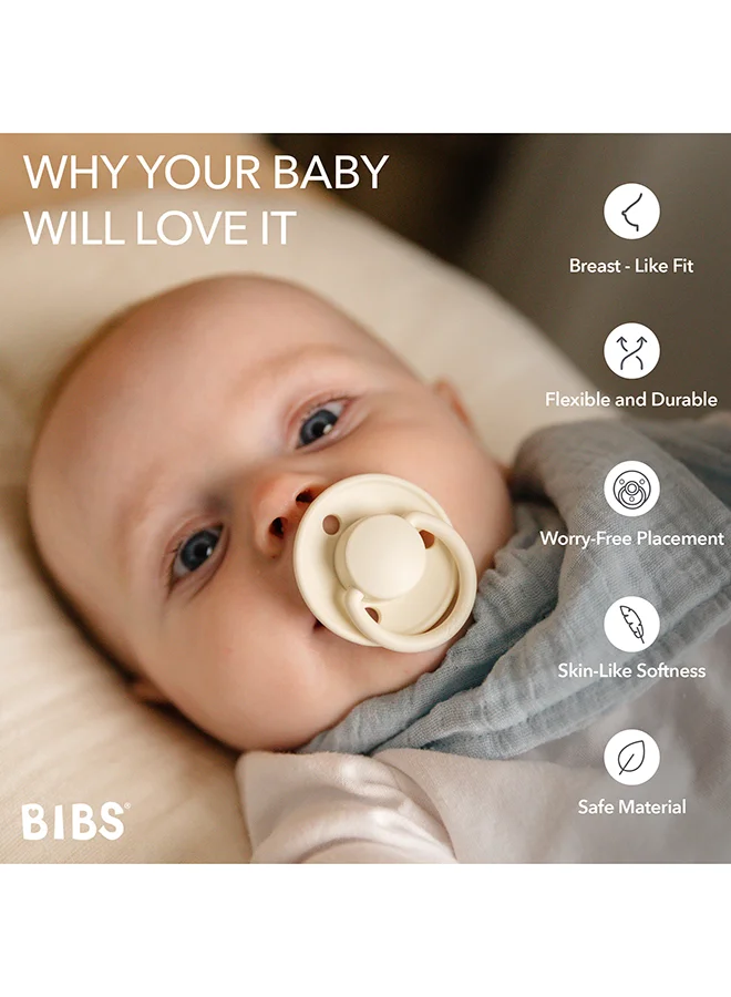 BIBS Baby Try-It Box Collection, Baby Pacifiers, Mouth Skin Sensitive, Soft, Flexible, For Babies Aged Upto 6 Months, BPA Free, Pack of 4 Pacifiers, Size 1, Ivory Color