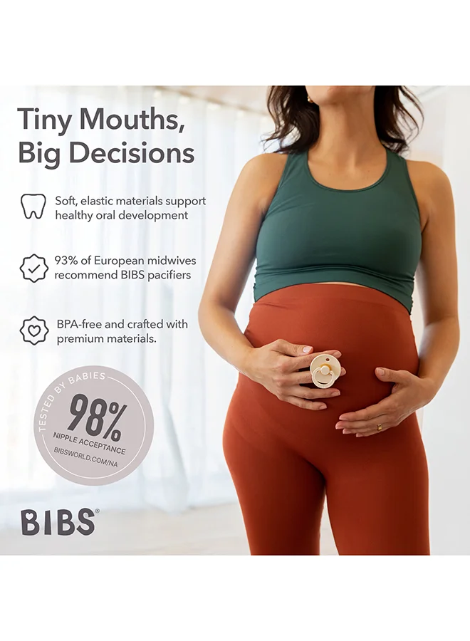 BIBS Baby Try-It Box Collection, Baby Pacifiers, Mouth Skin Sensitive, Soft, Flexible, For Babies Aged Upto 6 Months, BPA Free, Pack of 4 Pacifiers, Size 1, Ivory Color
