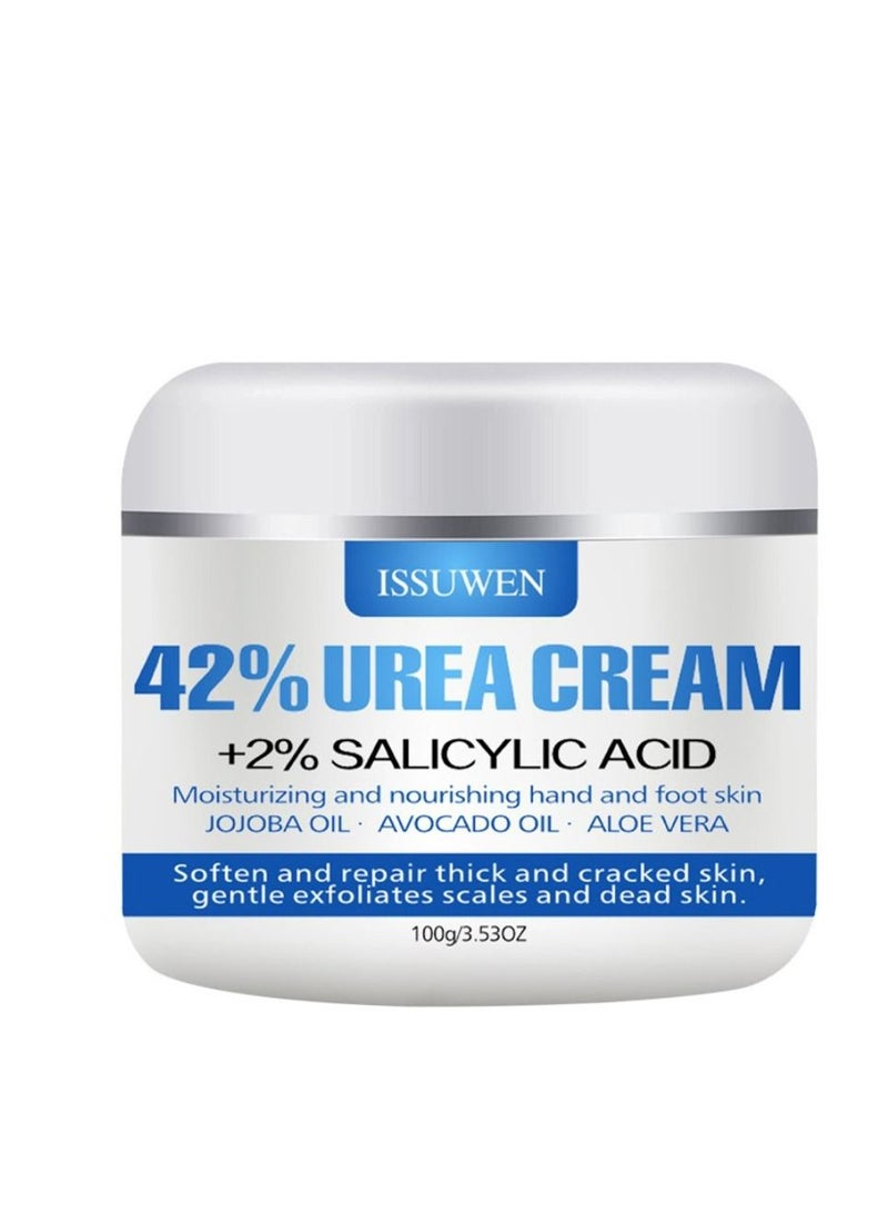 ISSUWEN - Hand and Foot Care 42% Urea Cream Intensive Moisturizes & Softens Skin Callus Remover Hand & Foot Cream for Dry Cracked Heels Elbows 100 g - Image 1
