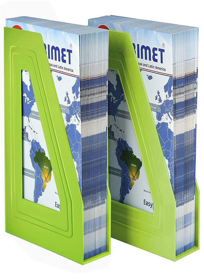 Acrimet Magazine File Holder, Durable Rack, Space-Saving Organizer (Plastic) (Green Citrus Color) (2 pack) - Image 3