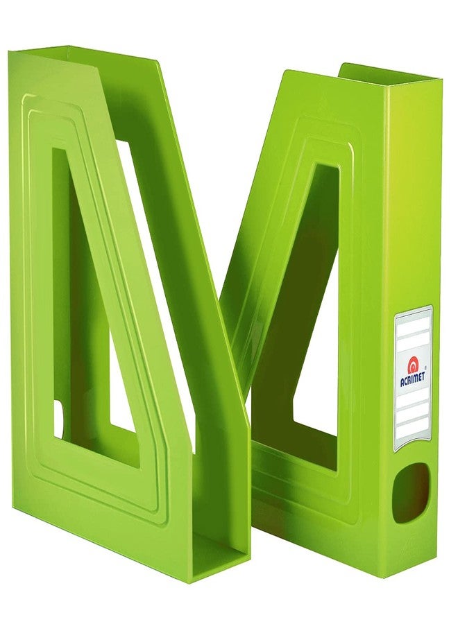 Acrimet Magazine File Holder, Durable Rack, Space-Saving Organizer (Plastic) (Green Citrus Color) (2 pack) - Image 2