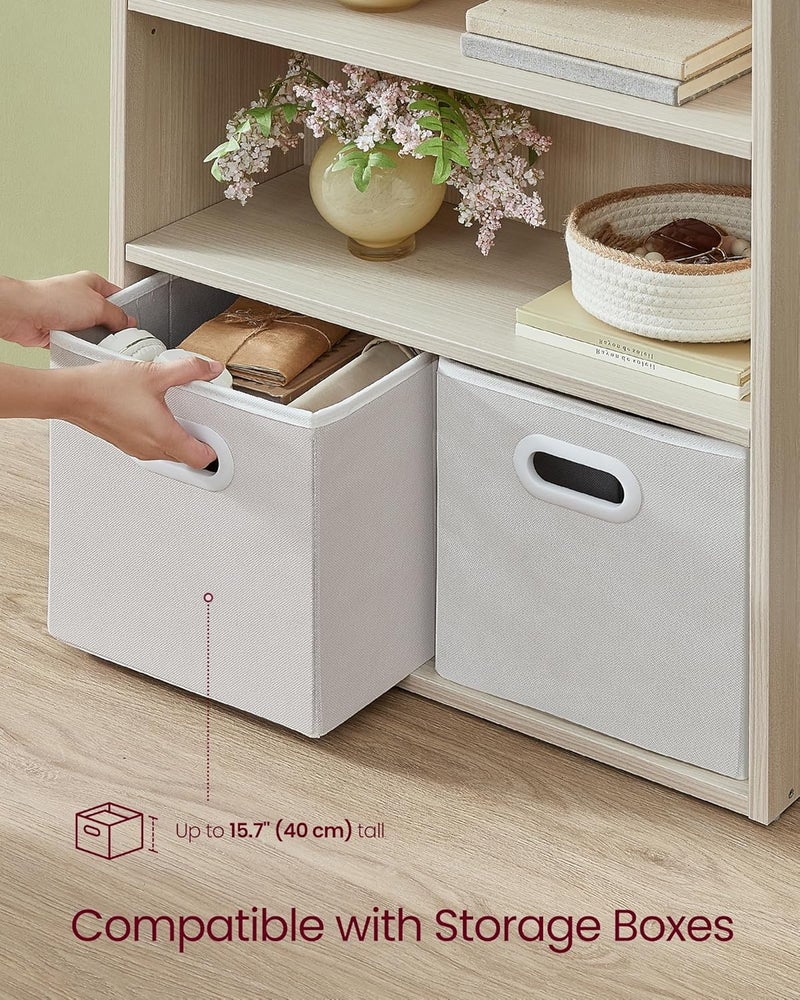 VASAGLE Custos Collection - Bookshelf, 5-Tier Bookcase, Book Shelf, Open Storage Shelf, 9.4 x 23.6 x 52.8 Inches, for Living Room, Home Office, Dinning Room, Natural Beige - Image 5