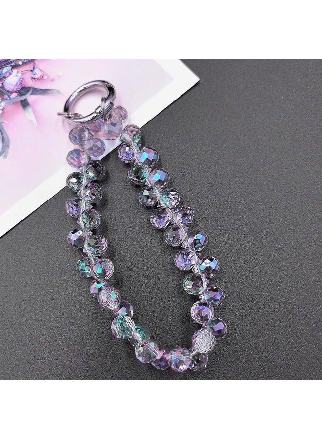 TENOC Beaded Phone Wrist Strap, Cellphone Lanyard Chain, Sparkling Wristlet Bracelet Keychain for Women, A-purple, Universal - Image 4