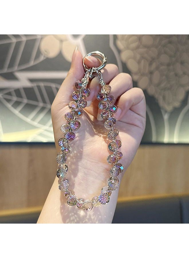 TENOC Beaded Phone Wrist Strap, Cellphone Lanyard Chain, Sparkling Wristlet Bracelet Keychain for Women, A-purple, Universal - Image 5