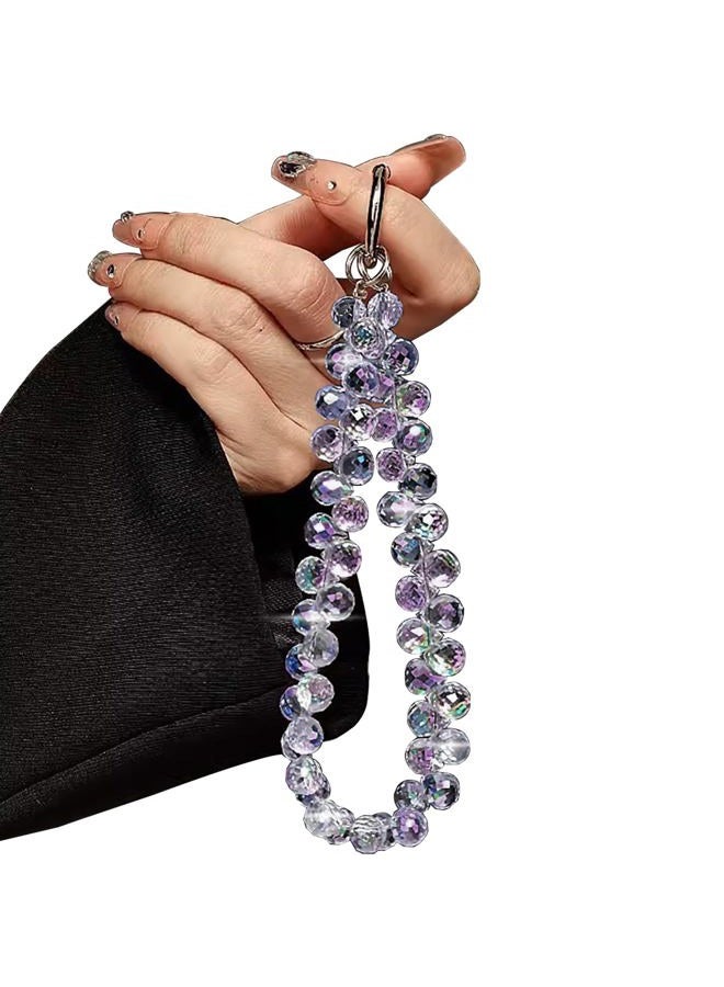 TENOC Beaded Phone Wrist Strap, Cellphone Lanyard Chain, Sparkling Wristlet Bracelet Keychain for Women, A-purple, Universal - Image 1