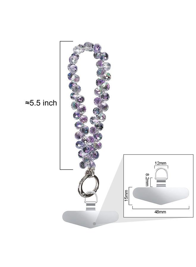 TENOC Beaded Phone Wrist Strap, Cellphone Lanyard Chain, Sparkling Wristlet Bracelet Keychain for Women, A-purple, Universal - Image 2