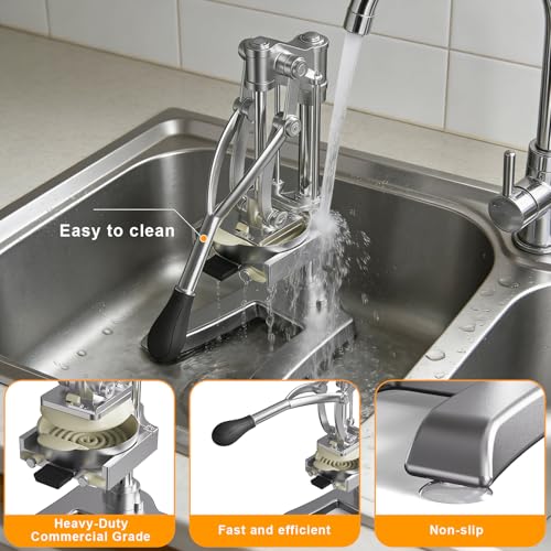 BotaBay 2-in-1 Commercial Juicer & Vegetable Chopper – Heavy Duty Cast Iron Manual Citrus Press with Stainless Steel Food Dicer, French Fry Cutter, 1/2" 3/8" 1/4" Blades for Potatoes - Image 5