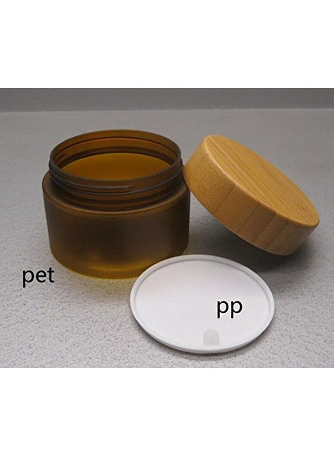 erioctry 150Ml 5Oz Empty Amber Pet Plastic Cosmetic Container Case With Natural Bamboo Cap Cream Lotion Box Ointments Bottle Food Bottle Makeup Pot Jar - Image 3