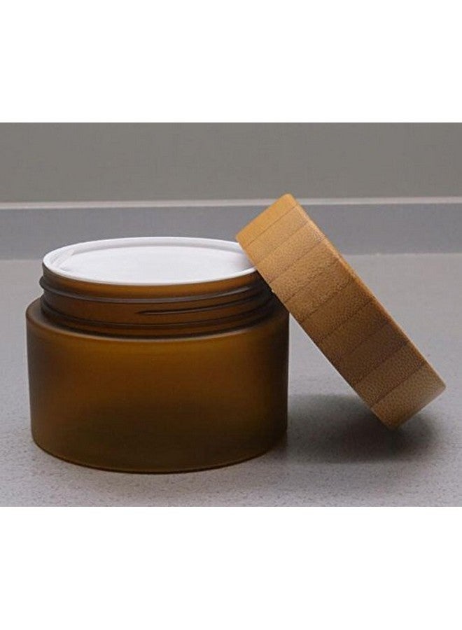 erioctry 150Ml 5Oz Empty Amber Pet Plastic Cosmetic Container Case With Natural Bamboo Cap Cream Lotion Box Ointments Bottle Food Bottle Makeup Pot Jar - Image 2