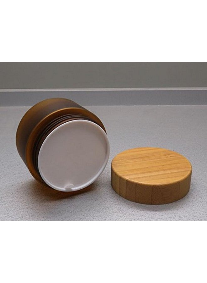 erioctry 150Ml 5Oz Empty Amber Pet Plastic Cosmetic Container Case With Natural Bamboo Cap Cream Lotion Box Ointments Bottle Food Bottle Makeup Pot Jar - Image 4