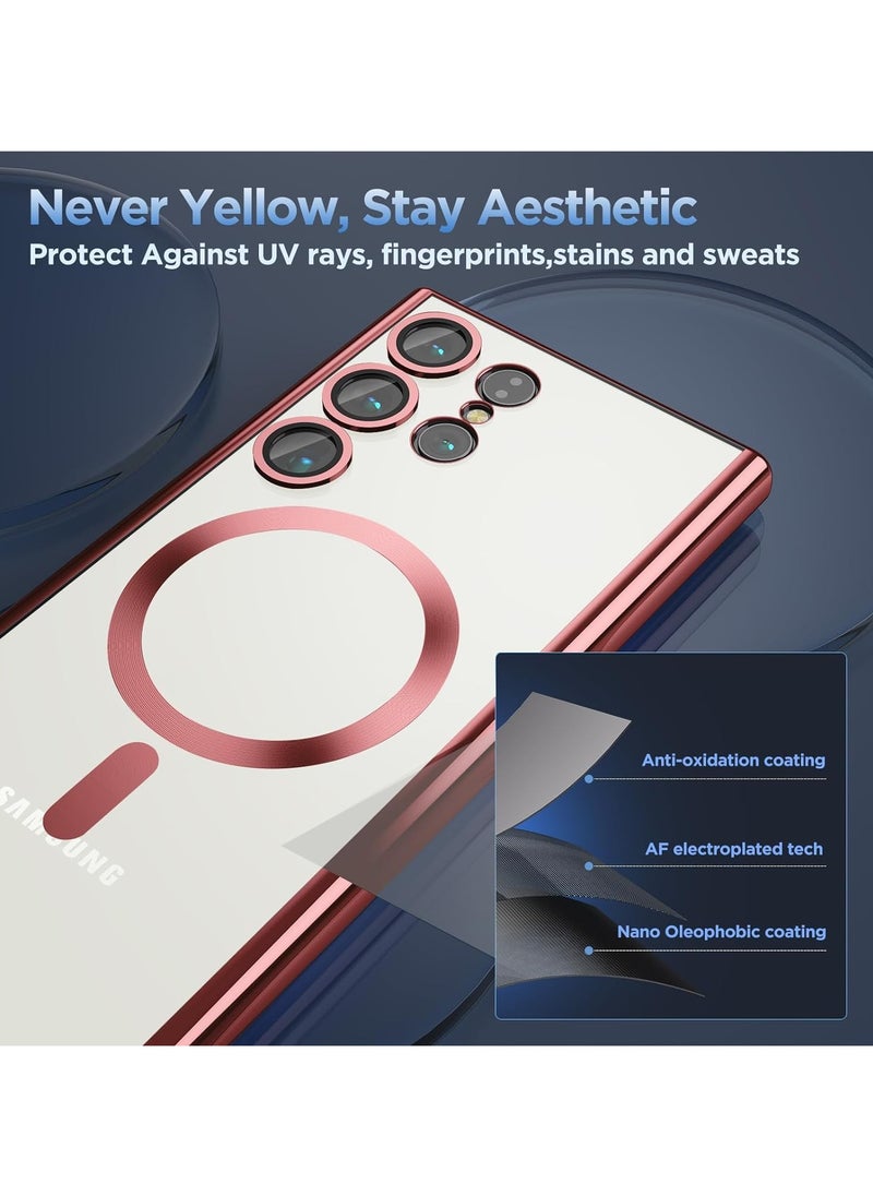 GOLDEN MASK - GOLDEN MASK Compatible with Samsung Galaxy S24 Ultra Magnetic MagSafe Case With Camera Lens (Red) - Image 1