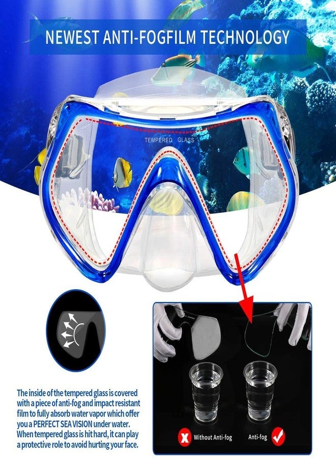 AUF Snorkeling Gear Dry Anti Fog 180° Panoramic View, Swim Goggles with Nose Cover Scuba Diving Mask-(Random colour) - Image 5