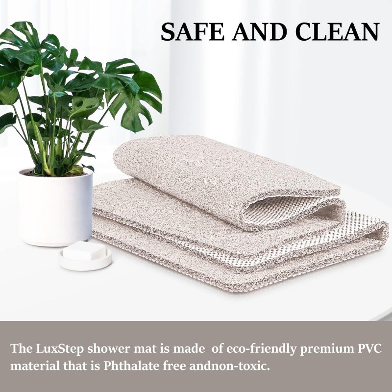 LuxStep Shower Mat Bathtub Mat,24x16 inch, Non-Slip Bath Mat with Drain, Quick Drying PVC Loofah Bathmat for Tub,Shower,Bathroom (Phthalate Free,White) - Image 5