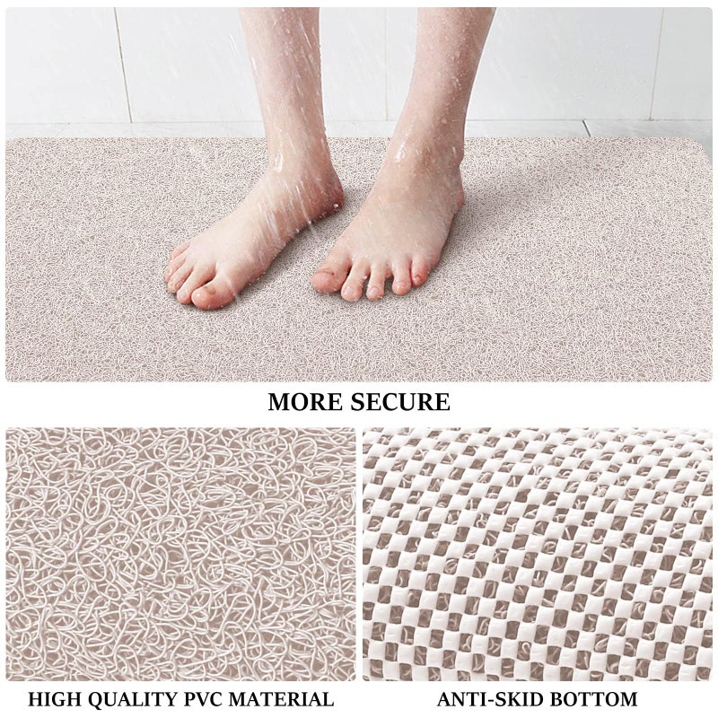 LuxStep Shower Mat Bathtub Mat,24x16 inch, Non-Slip Bath Mat with Drain, Quick Drying PVC Loofah Bathmat for Tub,Shower,Bathroom (Phthalate Free,White) - Image 4