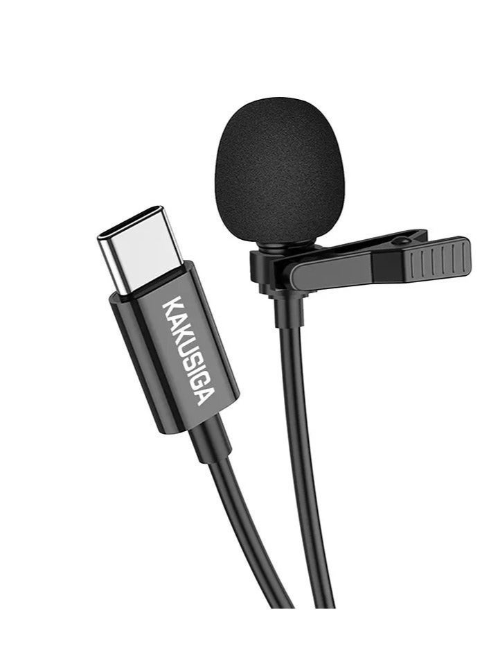 Kakusiga KSC-763 Type-C Wired Lavalier Microphone, 2m Clip-On - Image 1