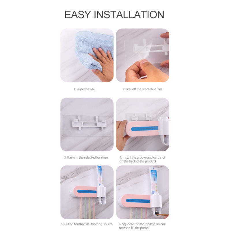 UV Toothbrush Holder: Wall Mounted White Rack - 270nm Auto Sterilization Hands-free Dispenser with 4 Slots USB Rechargeable 1200mA Lithium Battery for Bathroom Countertop & Wall Space Saving Hygienic - Image 2