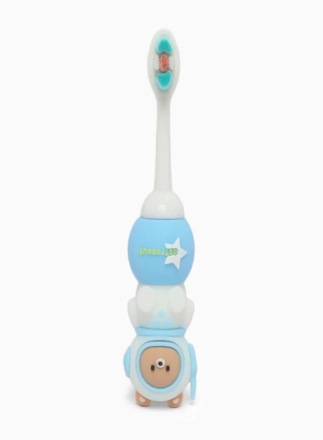 SMILE BABY 3D Cartoon Handle Soft Bristles Toothbrush for Children's with Travel Case 2 To 7 Years (ASTRONOUT BLUE) - Image 2
