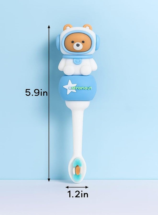 SMILE BABY 3D Cartoon Handle Soft Bristles Toothbrush for Children's with Travel Case 2 To 7 Years (ASTRONOUT BLUE) - Image 3