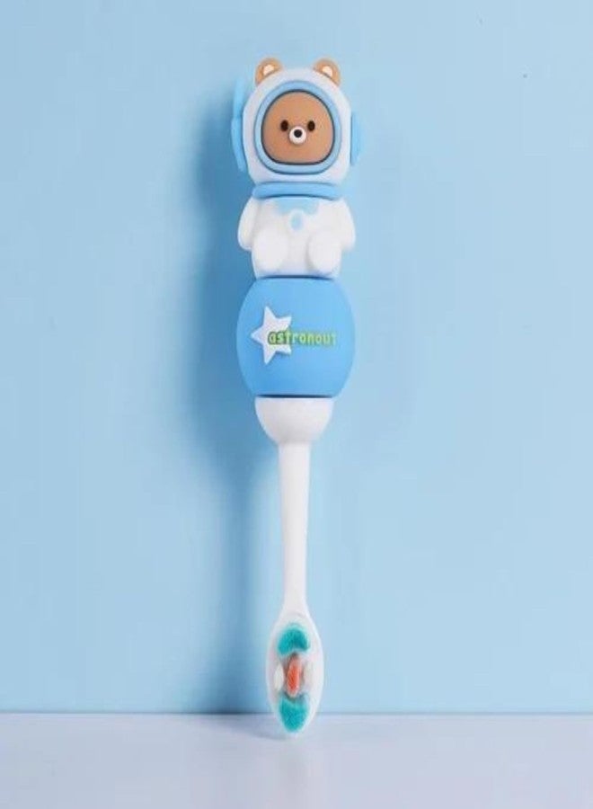 SMILE BABY 3D Cartoon Handle Soft Bristles Toothbrush for Children's with Travel Case 2 To 7 Years (ASTRONOUT BLUE) - Image 1