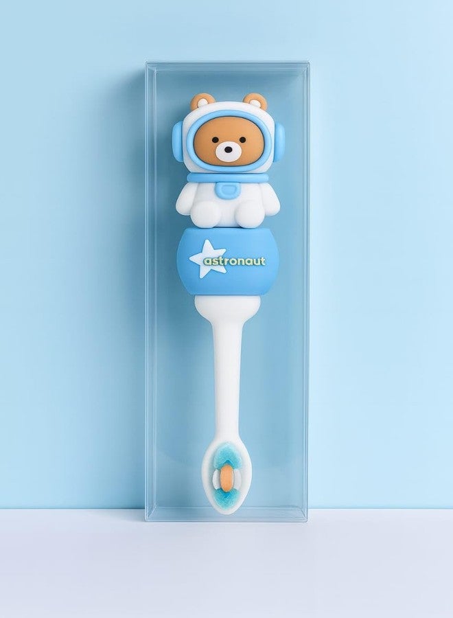 SMILE BABY 3D Cartoon Handle Soft Bristles Toothbrush for Children's with Travel Case 2 To 7 Years (ASTRONOUT BLUE) - Image 4