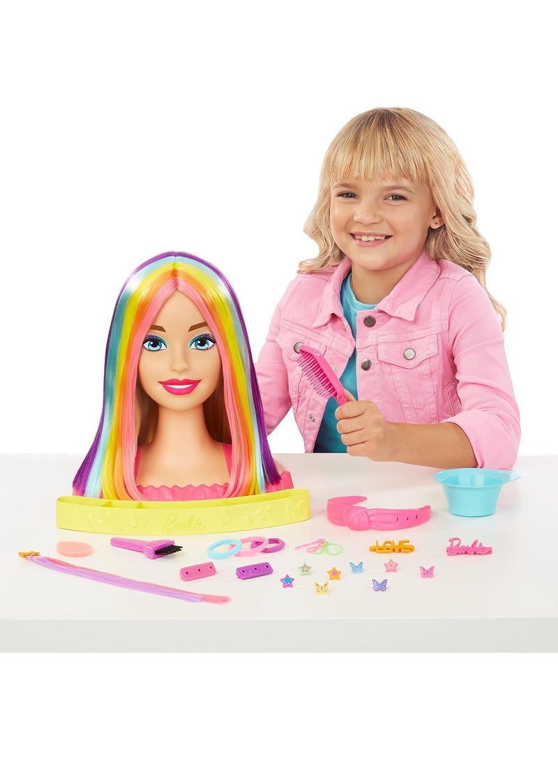 باربي رأس تصفيف فاخر من باربي ذو شعر نيون قوس قزح - Image 3