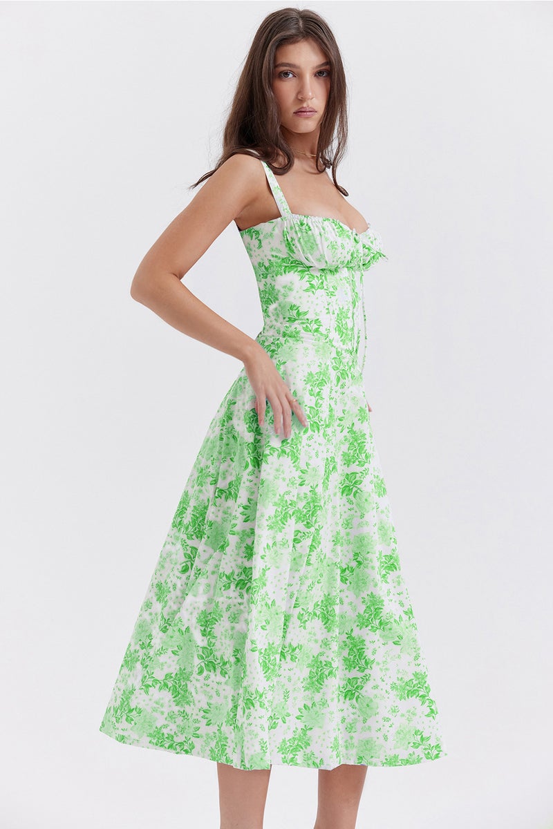Pastoral Style French Style Fresh Style Slip Dress For Four Seasons Fashion Women'S Printed Waist Sleeveless Dress For Mori Women - Image 1