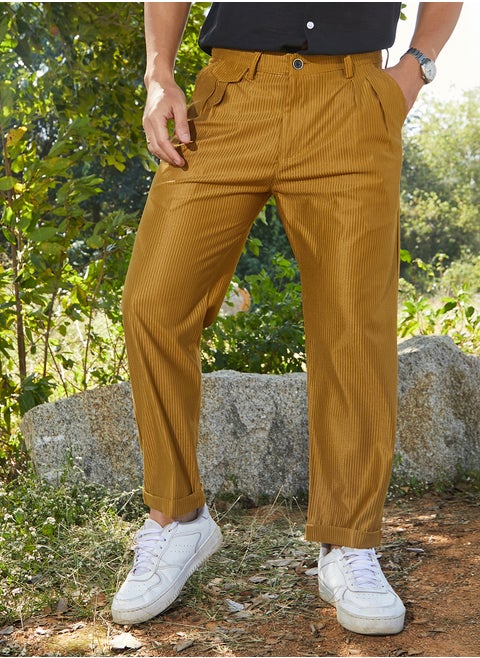 Men's Mustard Yellow Corduroy Tailored Trousers