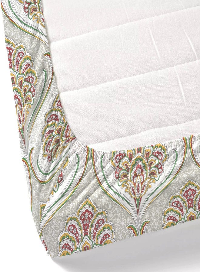 Dreamscape 100% Cotton King Fitted Printed Bedsheet with 2 Pillow Covers - (Size 72 x 78 inches, 200 TC, Colour - Red: Barn Red) - Image 5