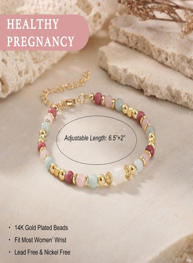 AULSIEY New Mom To Be Gift, First Time Mom Essentials Gifts, Pregnancy Gifts for Expecting Mommy, Healthy Pregnancy Must Haves Bracelet Announcement Gift, Mother Mama Bracelets Jewelry -4mm - Image 4