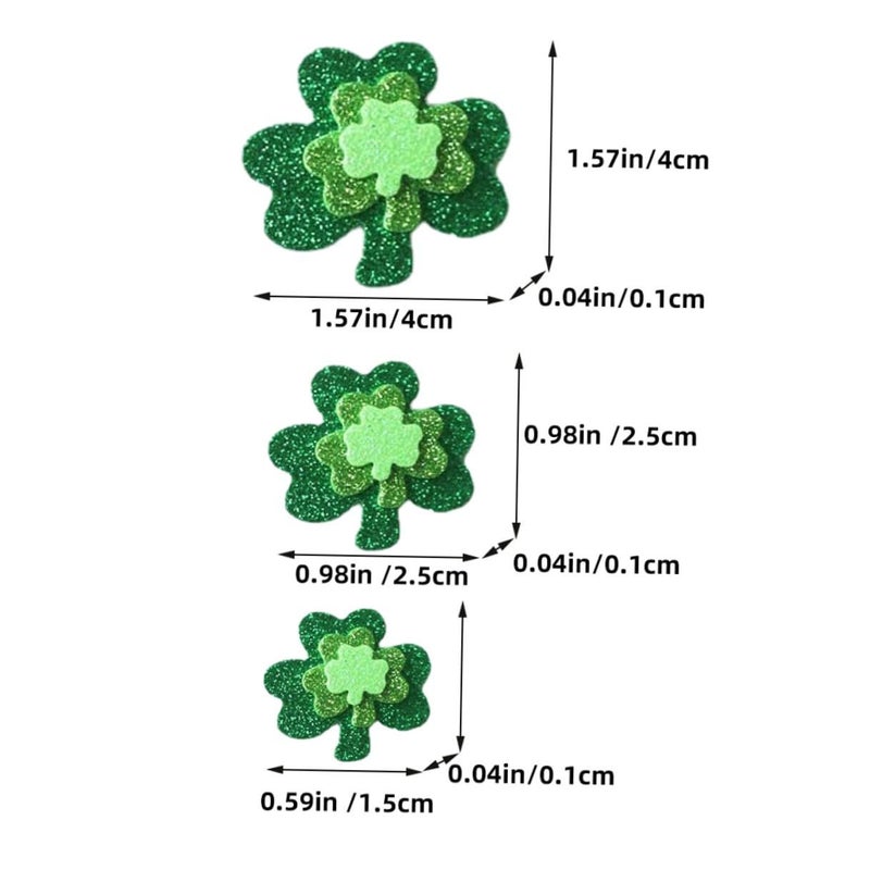 St Patricks Day Glitter Shamrock Eva Foam Stickers Self Adhesive 80 Pieces 3 Packs Wall Decals - Image 3