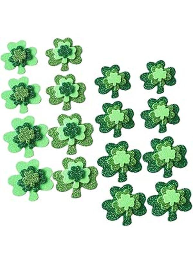 St Patricks Day Glitter Shamrock Eva Foam Stickers Self Adhesive 80 Pieces 3 Packs Wall Decals - Image 1