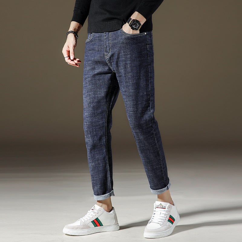 Multi-Color Korean Trendy Brand Nine-Point Jeans Trouser 2021 Spring New Stretch Jeans For Boys - Image 1