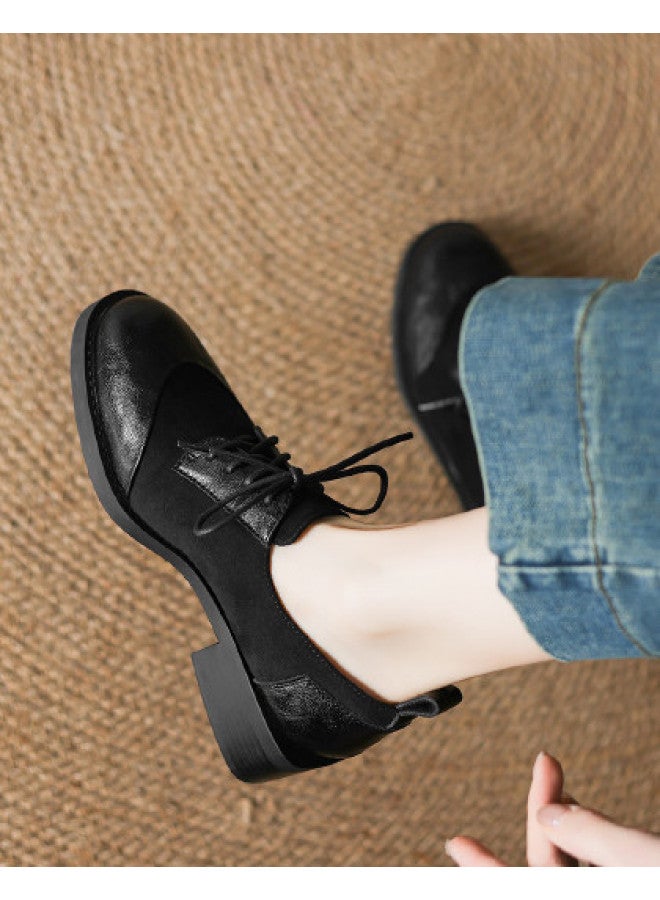Amore Lace-up Oxford Shoes For Women 2025 New Retro Versatile Deep Cut School Style Flats - Image 1