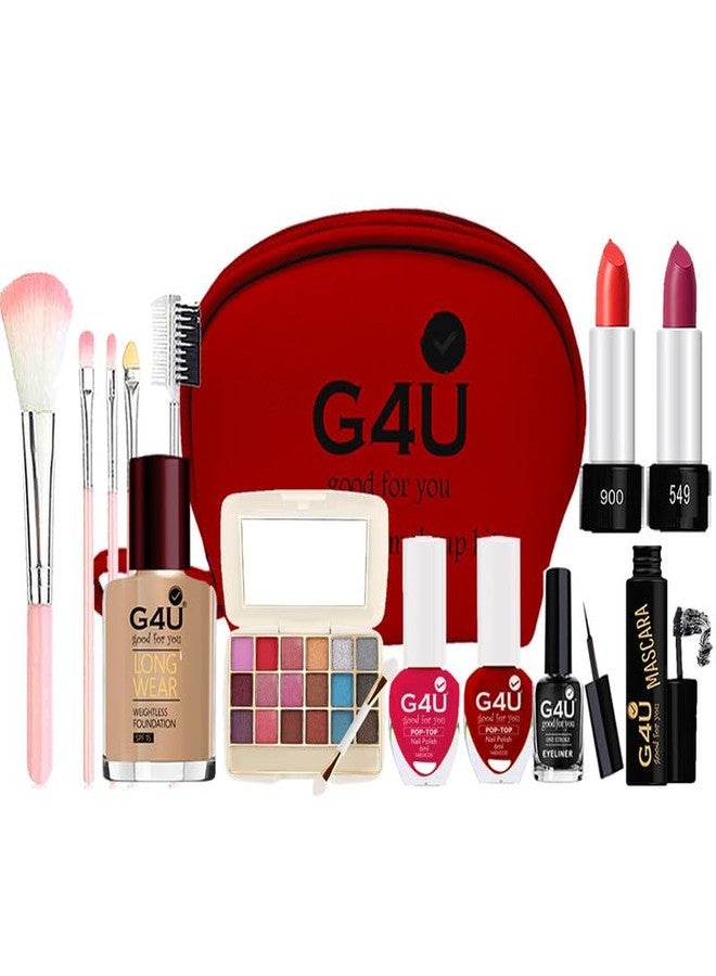 G4U All in One Makeup Kit for Women Full Kit, Basic Cosmetics Kit for Beginner & Professionals With Pouch(Pack of - 14 pcs) A52 - Image 1