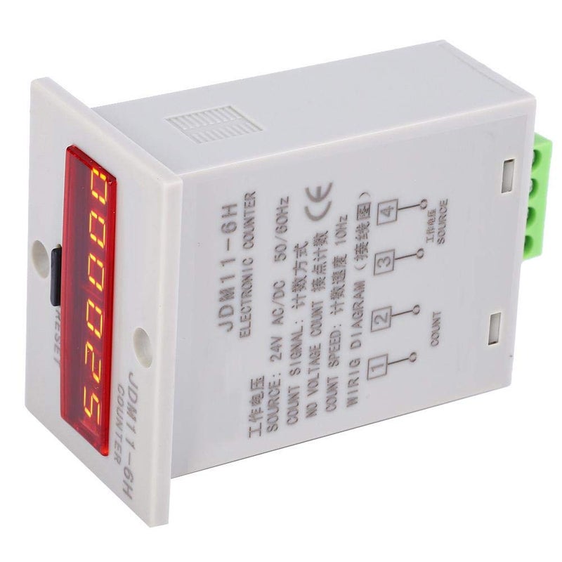 Hyuduo 6 Digits Electronic Counter, Counting Range LED Digital Display Counter Relay Non Voltage Counter for Various Input Counts Magnetic Switch (AC/DC24V) - Image 4