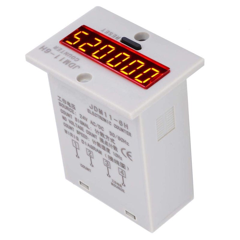 Hyuduo 6 Digits Electronic Counter, Counting Range LED Digital Display Counter Relay Non Voltage Counter for Various Input Counts Magnetic Switch (AC/DC24V) - Image 5