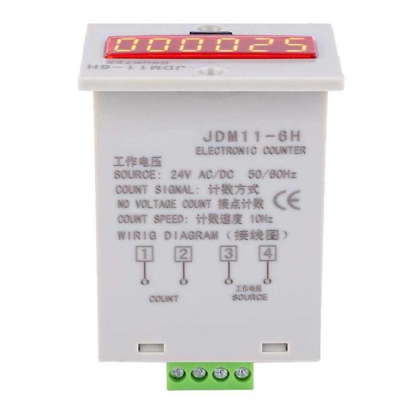 Hyuduo 6 Digits Electronic Counter, Counting Range LED Digital Display Counter Relay Non Voltage Counter for Various Input Counts Magnetic Switch (AC/DC24V) - Image 2