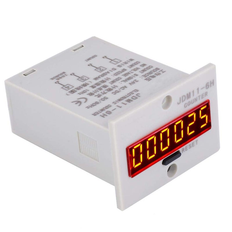 Hyuduo 6 Digits Electronic Counter, Counting Range LED Digital Display Counter Relay Non Voltage Counter for Various Input Counts Magnetic Switch (AC/DC24V) - Image 3