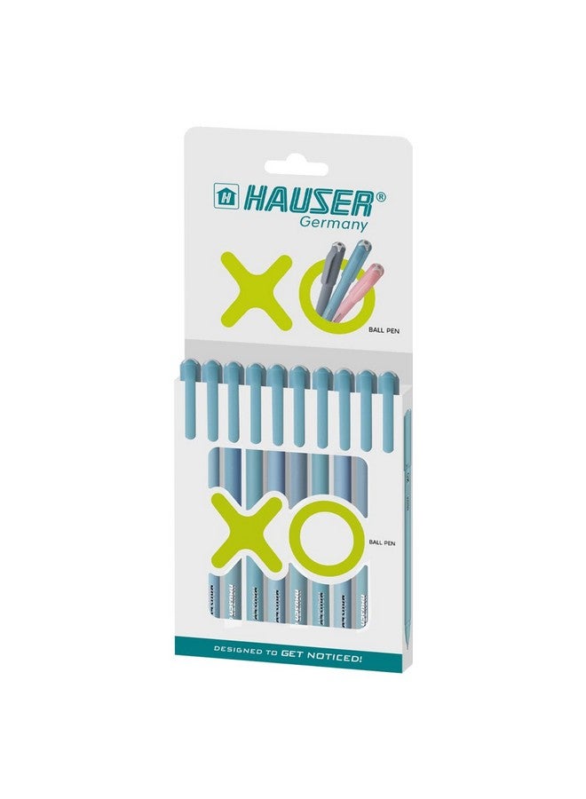 Hauser Germany Hauser XO 0.7mm Ball Pen Wallet Pack | Sleek Body & Minimalistic Design | Matt Finish & Solid Body Type | Low Viscosity Ink With Ultra Durable Tip | Blue Ink, Pack of 10 Pens  - Image 1