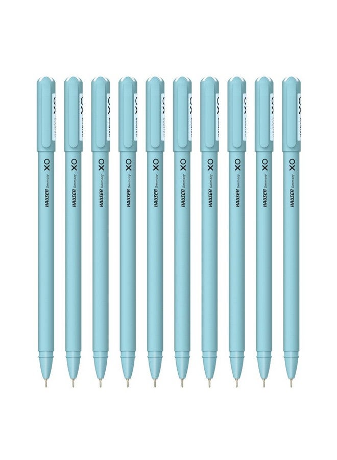 Hauser Germany Hauser XO 0.7mm Ball Pen Wallet Pack | Sleek Body & Minimalistic Design | Matt Finish & Solid Body Type | Low Viscosity Ink With Ultra Durable Tip | Blue Ink, Pack of 10 Pens  - Image 2
