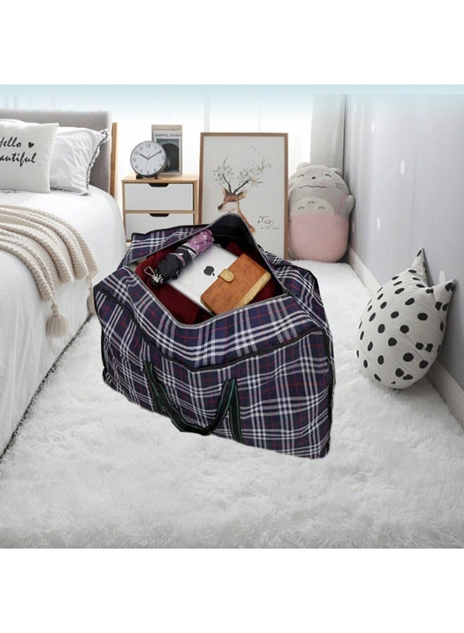 4pcs Thicken Large Capacity Durable Moving Bags with Handles Heavy Duty Plaid Storage Bags For Clothes Pillow Quilt Seasonal Storage Anti-Moisture Dirt Resistant Moving Supplies Alternative to Cardboard Moving Boxes - Image 3