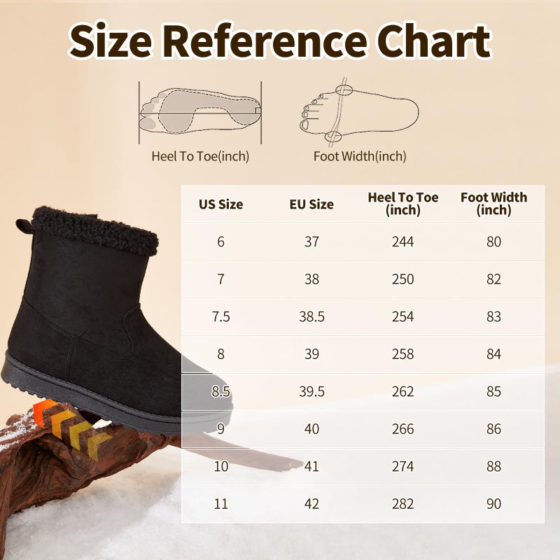 TUOPIN Winter Ankle Black Boots for Women - Slip-On Mini Boots with Side Zipper, Faux Fur Lining & Splash-Resistant - Black.US8 - Image 5