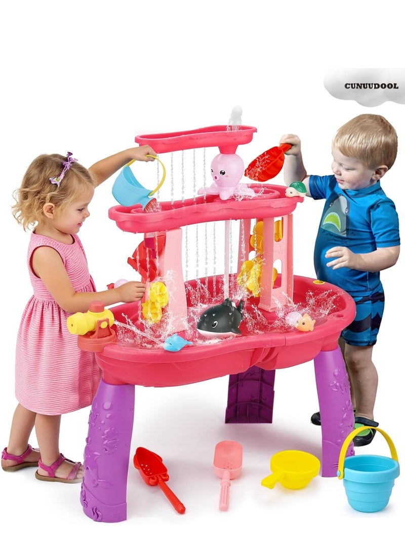CUNUUDOOL Water Table for Toddlers 3-5without Pump Kids Sand and Water Activity Sensory Play Table Outdoor Toys for Kids Ages 4-8 Summer Outside Beach Pool Backyard Toys Age 3 4 5 Year Old Boys Girls Gifts,Pink.  - Image 1