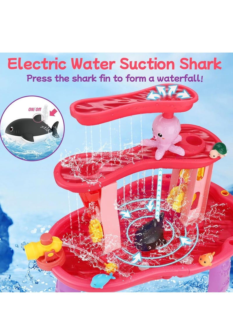 CUNUUDOOL Water Table for Toddlers 3-5without Pump Kids Sand and Water Activity Sensory Play Table Outdoor Toys for Kids Ages 4-8 Summer Outside Beach Pool Backyard Toys Age 3 4 5 Year Old Boys Girls Gifts,Pink.  - Image 2