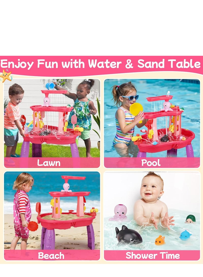 CUNUUDOOL Water Table for Toddlers 3-5without Pump Kids Sand and Water Activity Sensory Play Table Outdoor Toys for Kids Ages 4-8 Summer Outside Beach Pool Backyard Toys Age 3 4 5 Year Old Boys Girls Gifts,Pink.  - Image 4