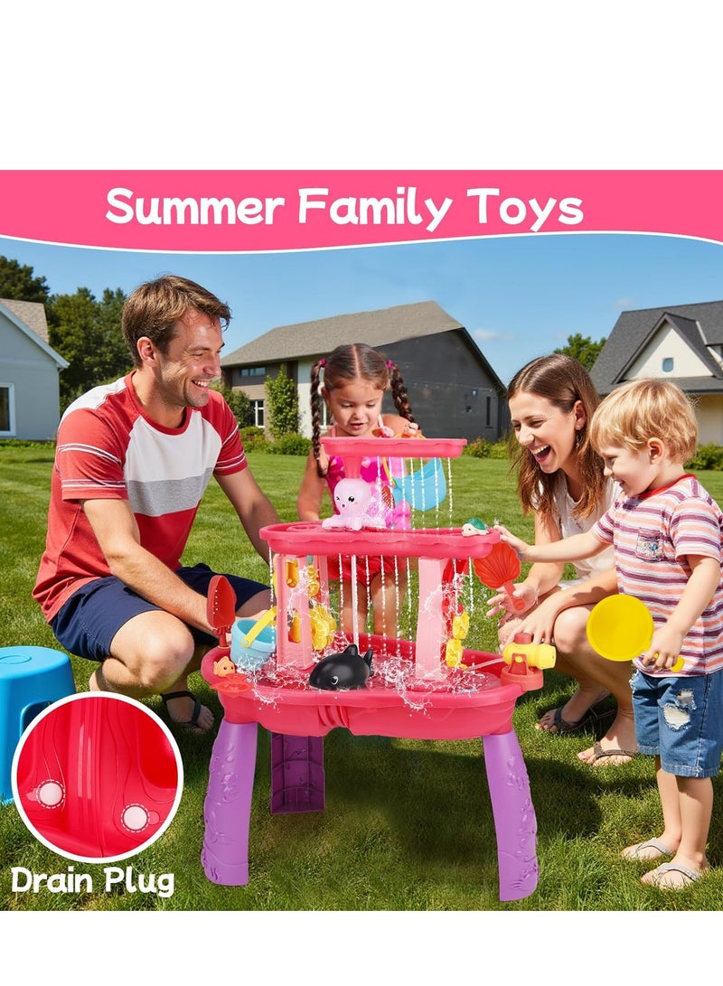 CUNUUDOOL Water Table for Toddlers 3-5without Pump Kids Sand and Water Activity Sensory Play Table Outdoor Toys for Kids Ages 4-8 Summer Outside Beach Pool Backyard Toys Age 3 4 5 Year Old Boys Girls Gifts,Pink.  - Image 5