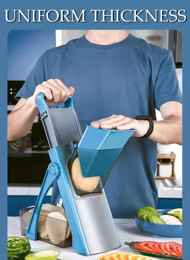Slicer for Kitchen,Vegetable Cutter with Blade and Container,Adjustable Thickness, Multifunctional Food Chopper for Potato ,Onion , Cucumber and Carrot - Image 3