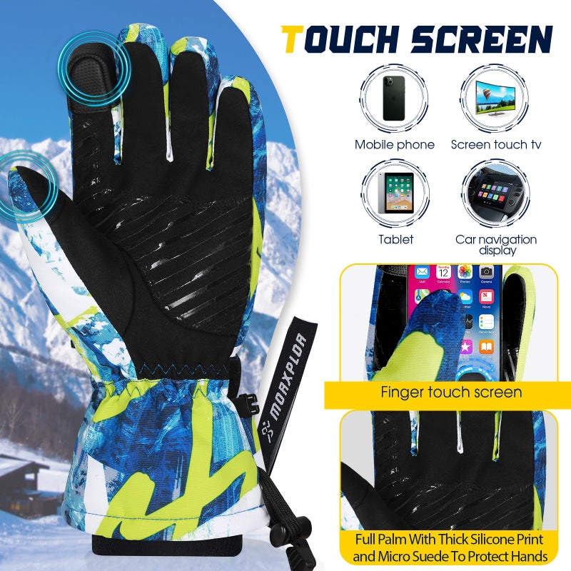 MORXPLOR Winter Ski Snow Gloves Men Women,Windproof Touchscreen Snowboard 3M Thinsulate Insulated Warm Winter Snowmobile Gloves - Image 4
